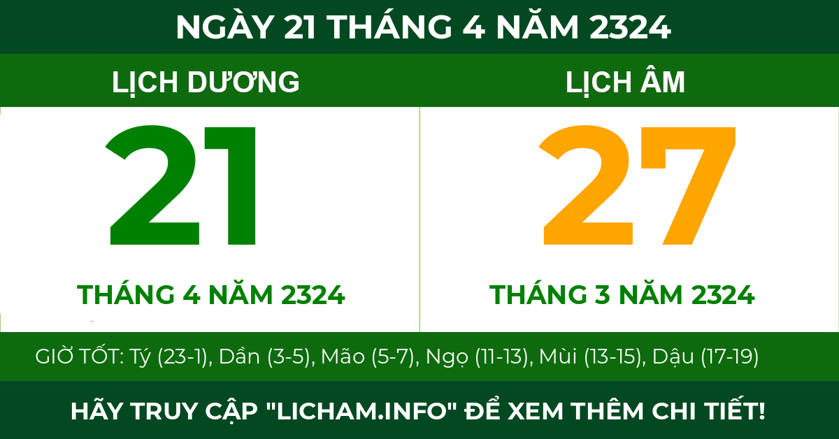 lịch âm ngày 21 tháng 4 năm 2324