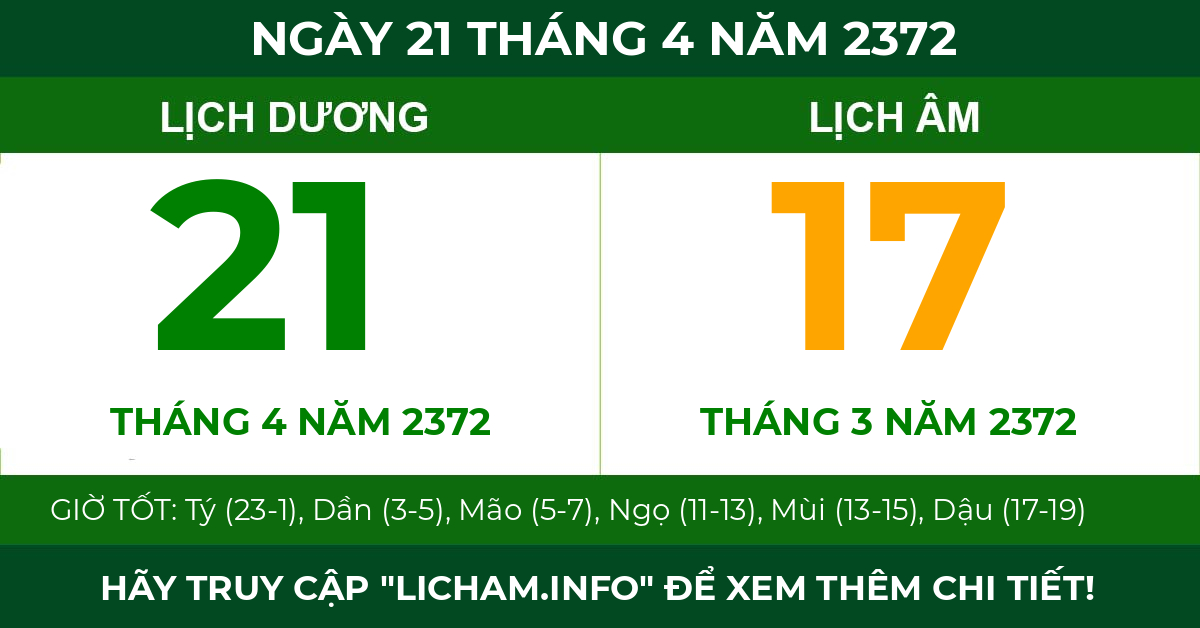 lịch âm ngày 21 tháng 4 năm 2372