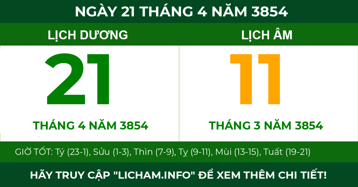lịch âm ngày 21 tháng 4 năm 3854