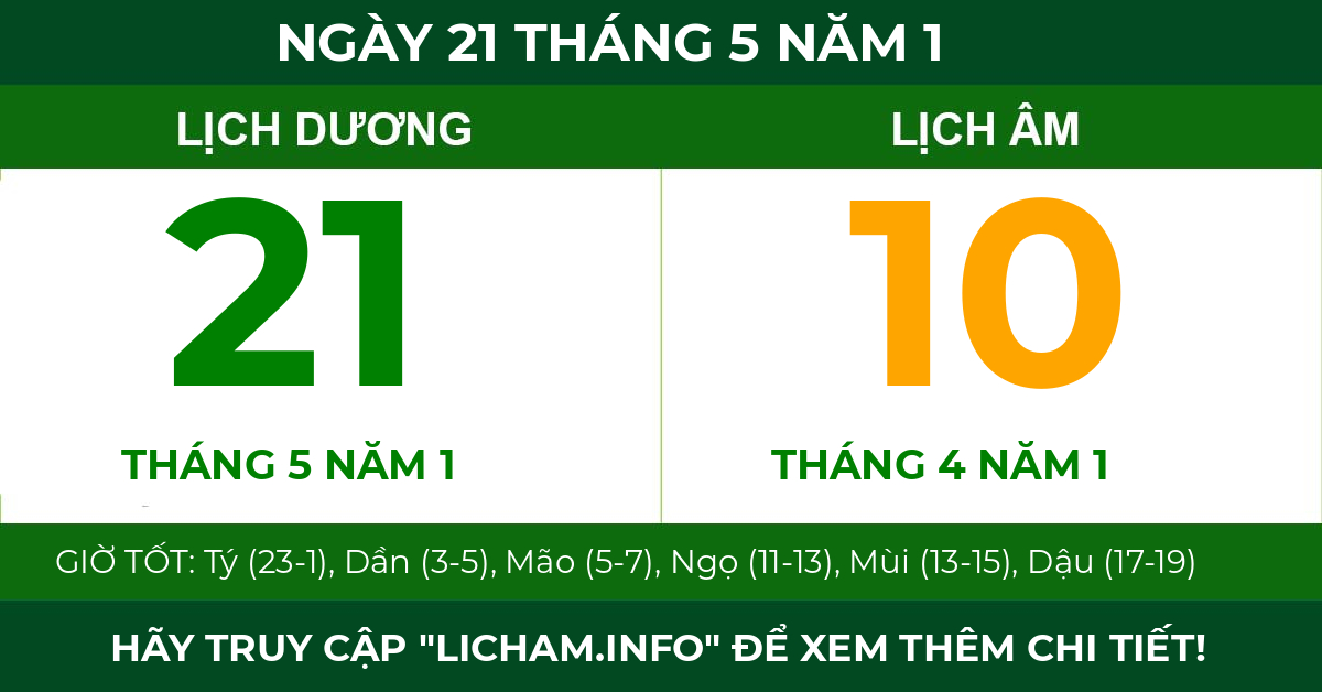 lịch âm ngày 21 tháng 5 năm 1
