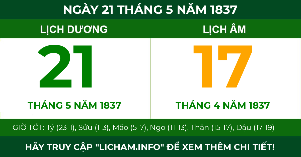 lịch âm ngày 21 tháng 5 năm 1837