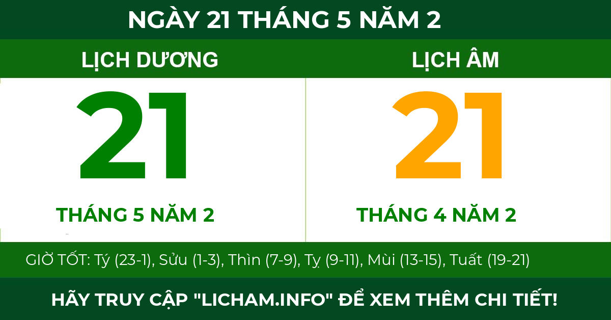 lịch âm ngày 21 tháng 5 năm 2