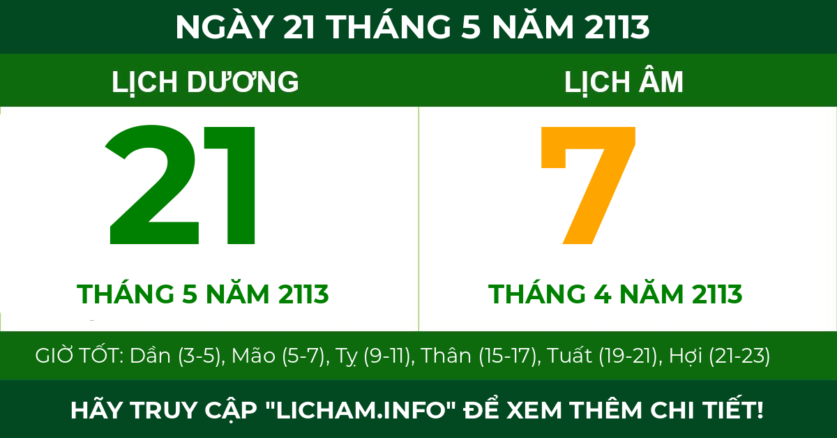 lịch âm ngày 21 tháng 5 năm 2113