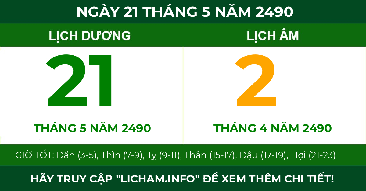 lịch âm ngày 21 tháng 5 năm 2490