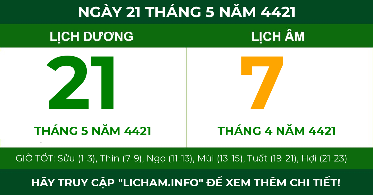 lịch âm ngày 21 tháng 5 năm 4421