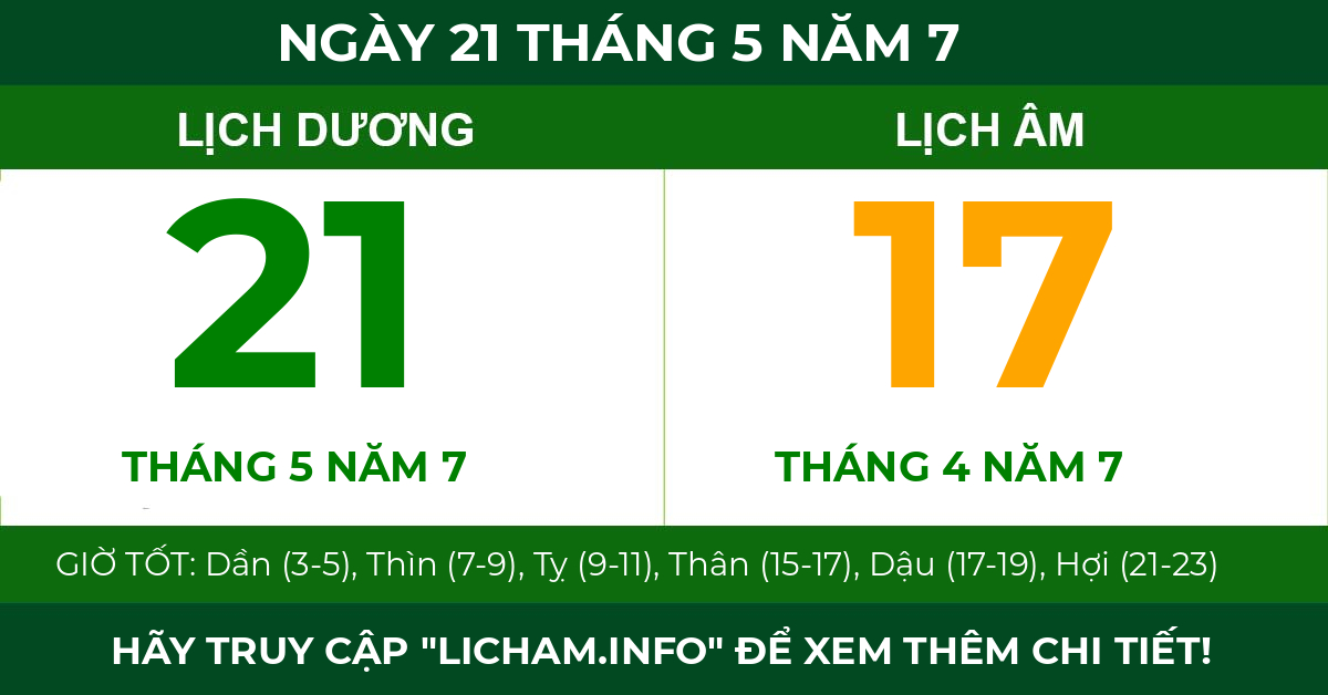 lịch âm ngày 21 tháng 5 năm 7