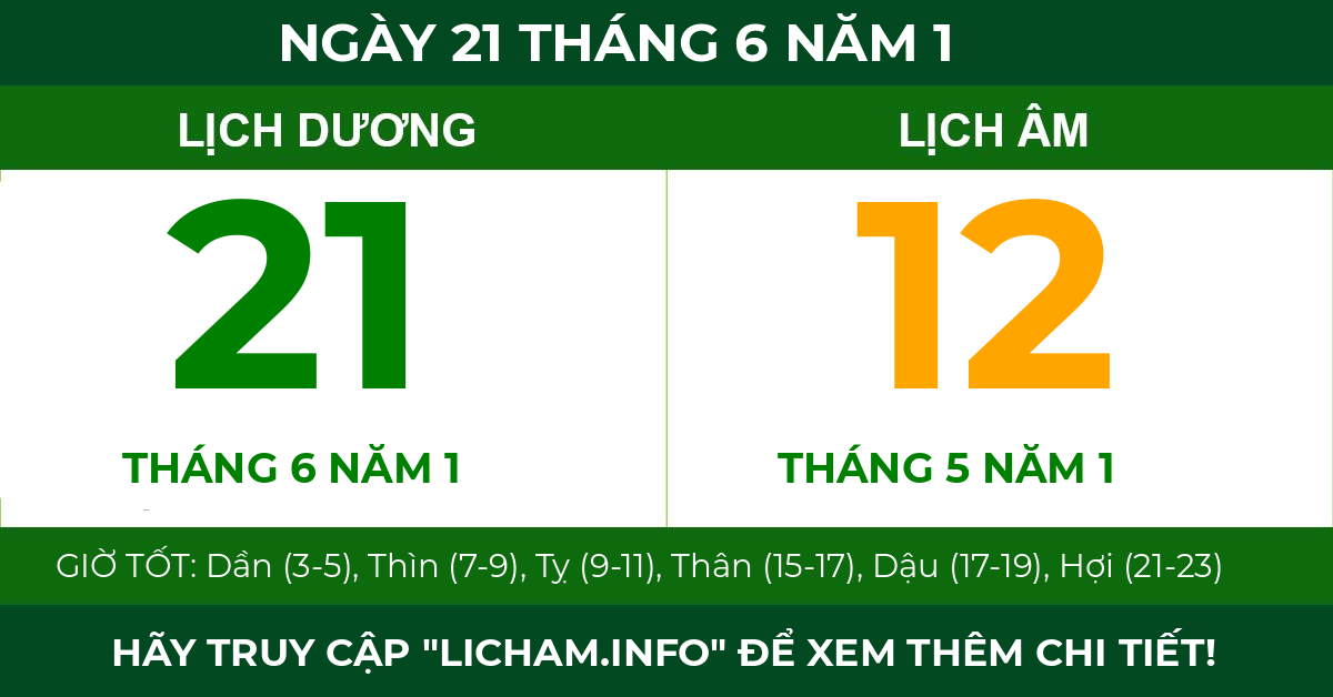 lịch âm ngày 21 tháng 6 năm 1