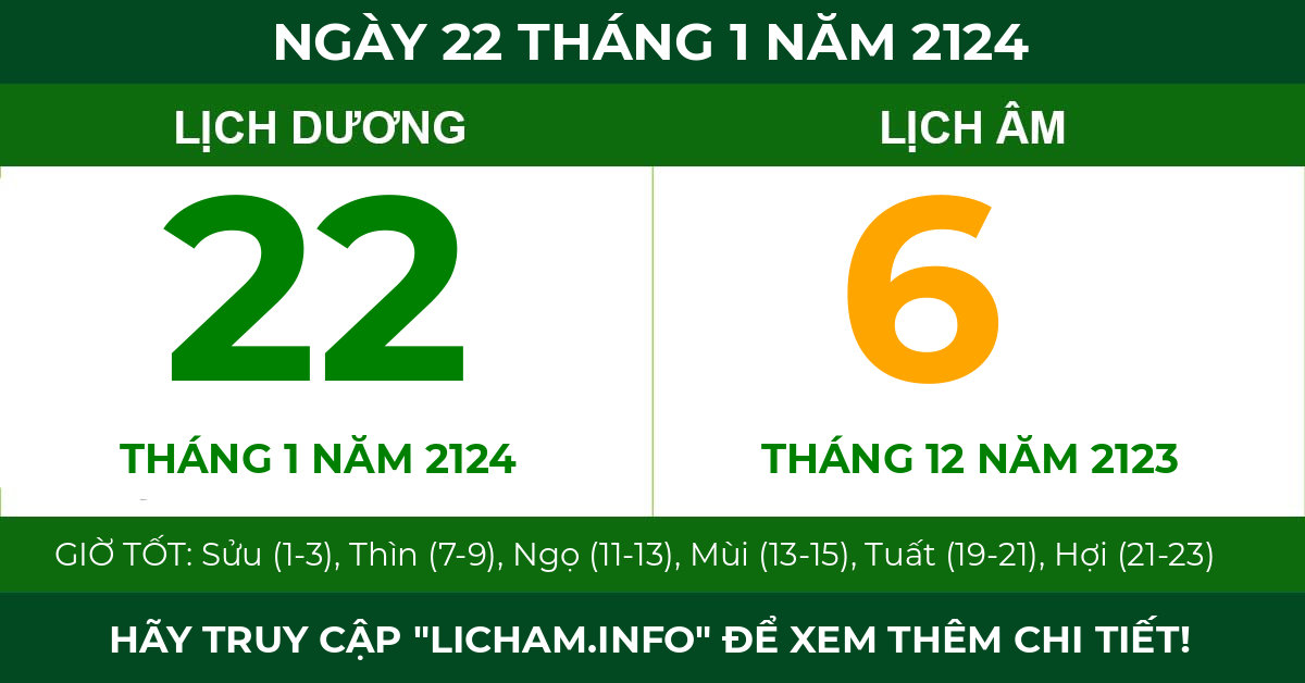 lịch âm ngày 22 tháng 1 năm 2124