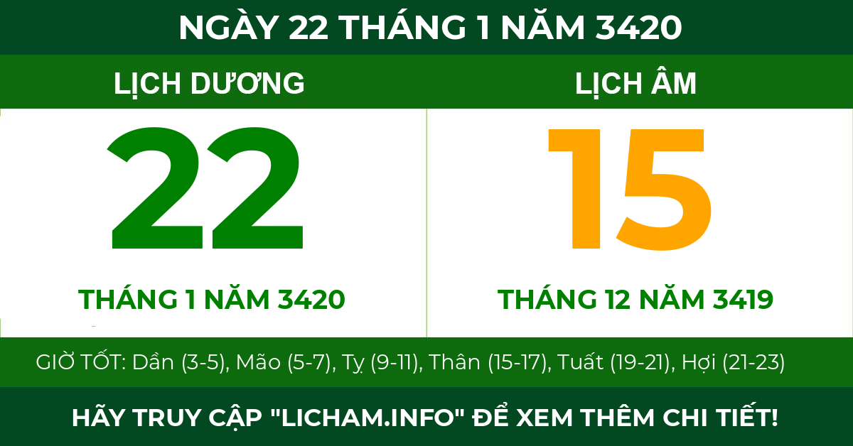 lịch âm ngày 22 tháng 1 năm 3420
