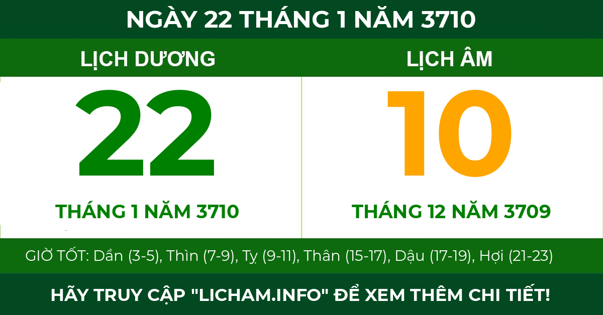 lịch âm ngày 22 tháng 1 năm 3710