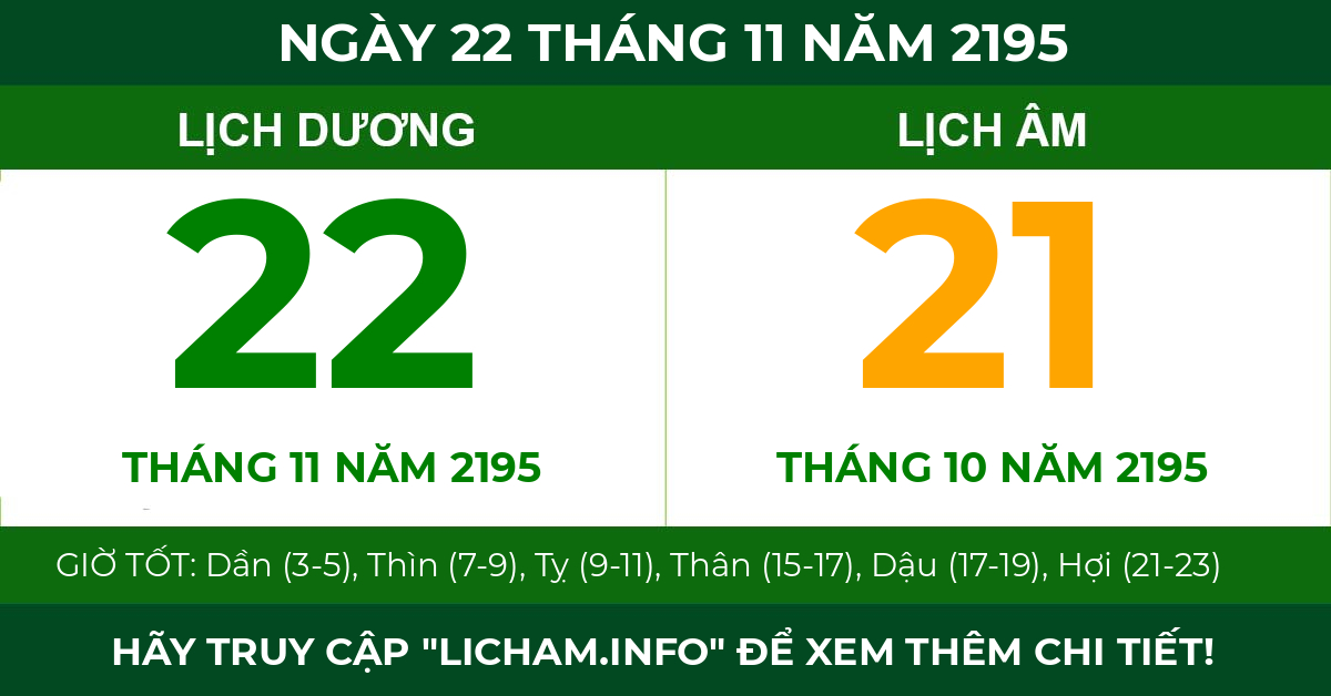 lịch âm ngày 22 tháng 11 năm 2195