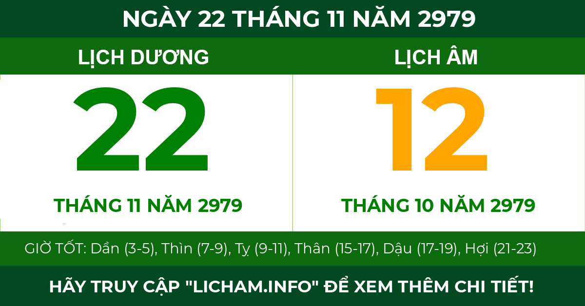 lịch âm ngày 22 tháng 11 năm 2979