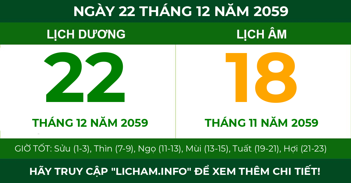 lịch âm ngày 22 tháng 12 năm 2059