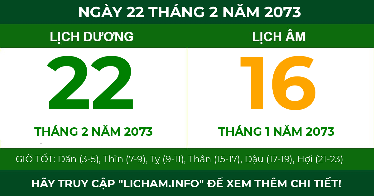 lịch âm ngày 22 tháng 2 năm 2073