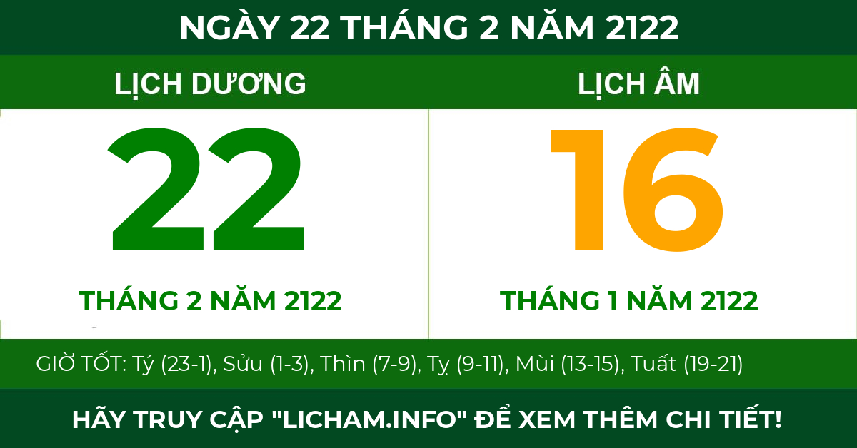 lịch âm ngày 22 tháng 2 năm 2122