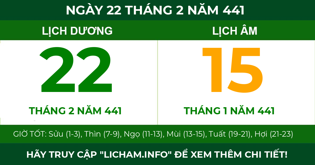 lịch âm ngày 22 tháng 2 năm 441