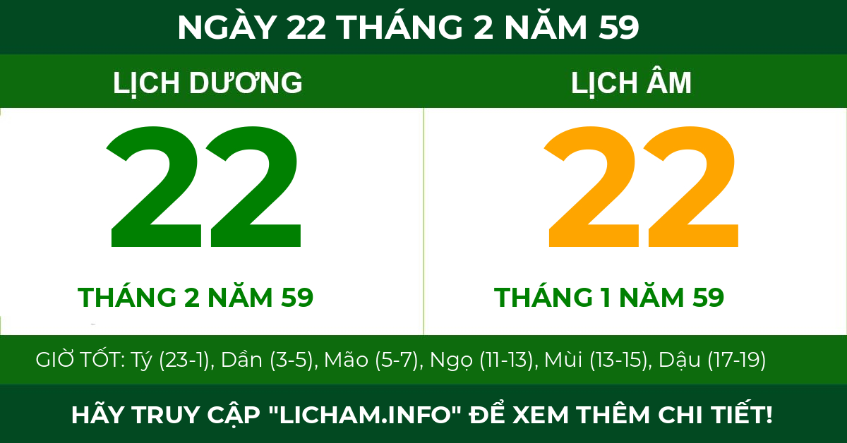 lịch âm ngày 22 tháng 2 năm 59