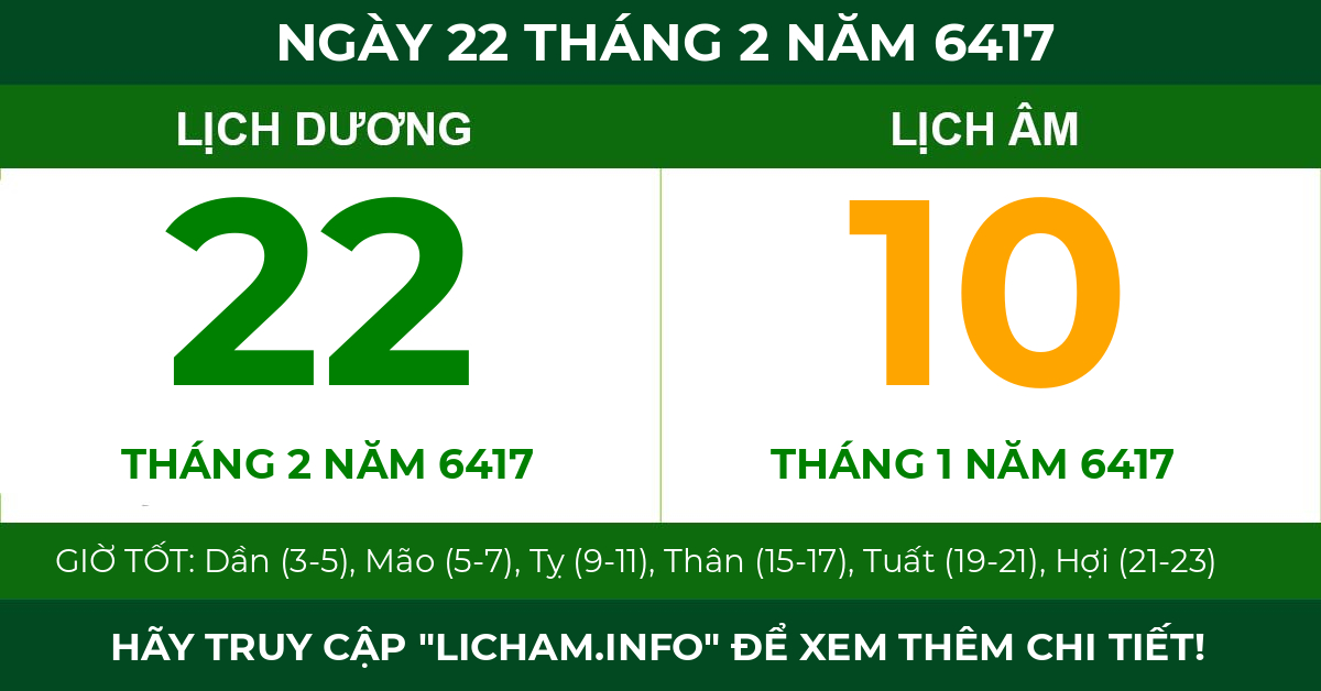 lịch âm ngày 22 tháng 2 năm 6417