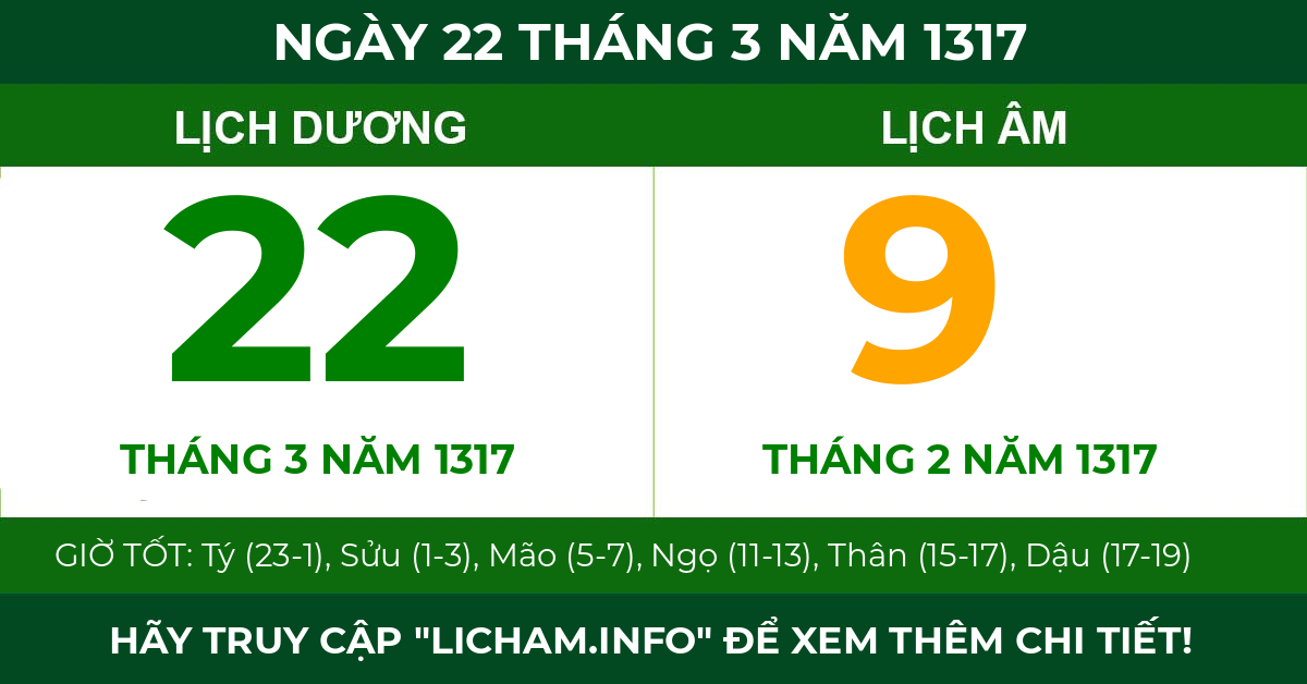lịch âm ngày 22 tháng 3 năm 1317