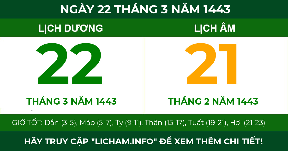 lịch âm ngày 22 tháng 3 năm 1443