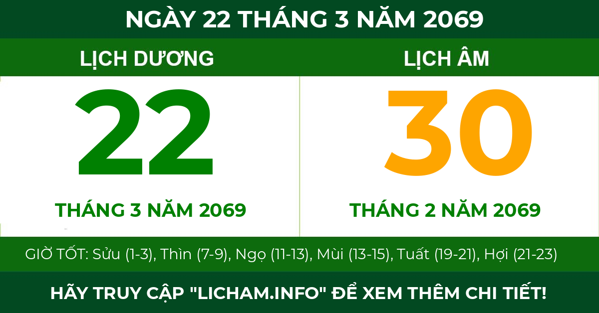 lịch âm ngày 22 tháng 3 năm 2069