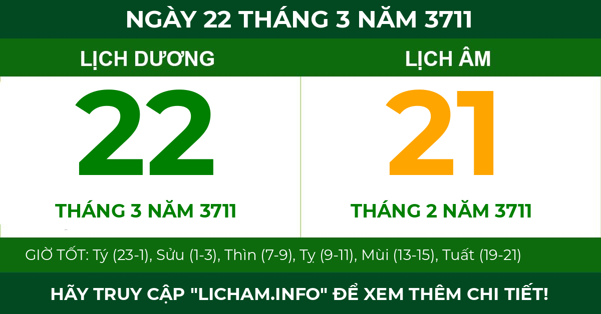 lịch âm ngày 22 tháng 3 năm 3711
