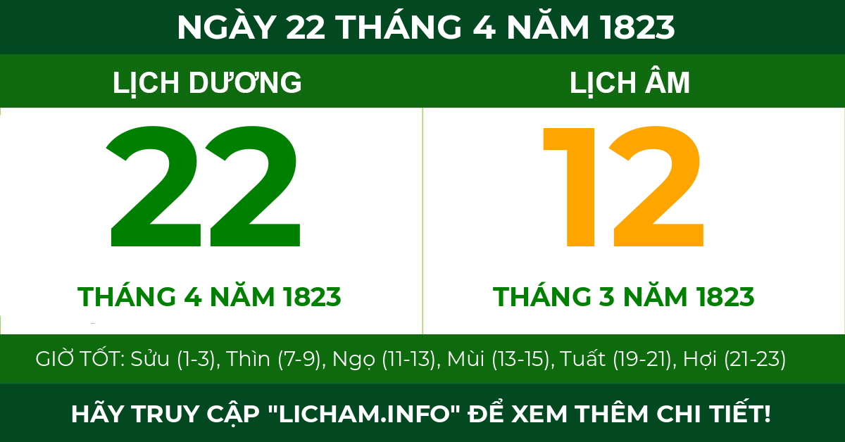 lịch âm ngày 22 tháng 4 năm 1823
