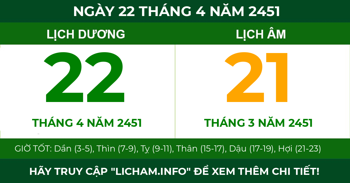lịch âm ngày 22 tháng 4 năm 2451