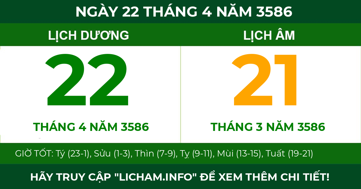 lịch âm ngày 22 tháng 4 năm 3586
