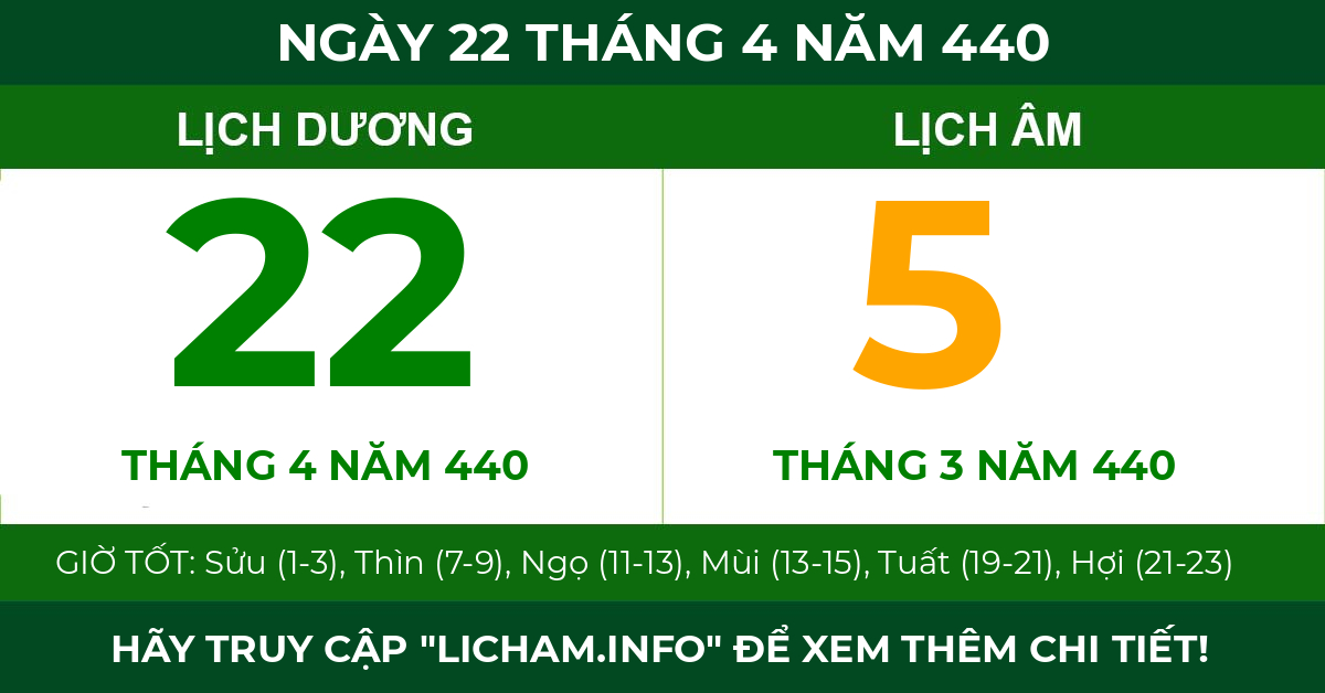 lịch âm ngày 22 tháng 4 năm 440
