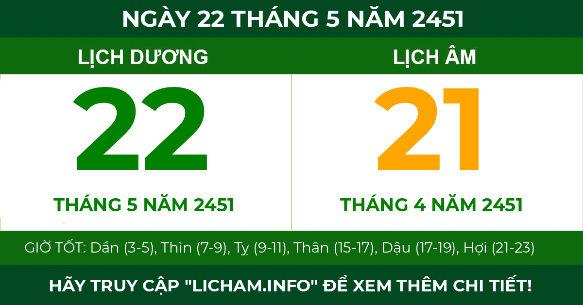 lịch âm ngày 22 tháng 5 năm 2451