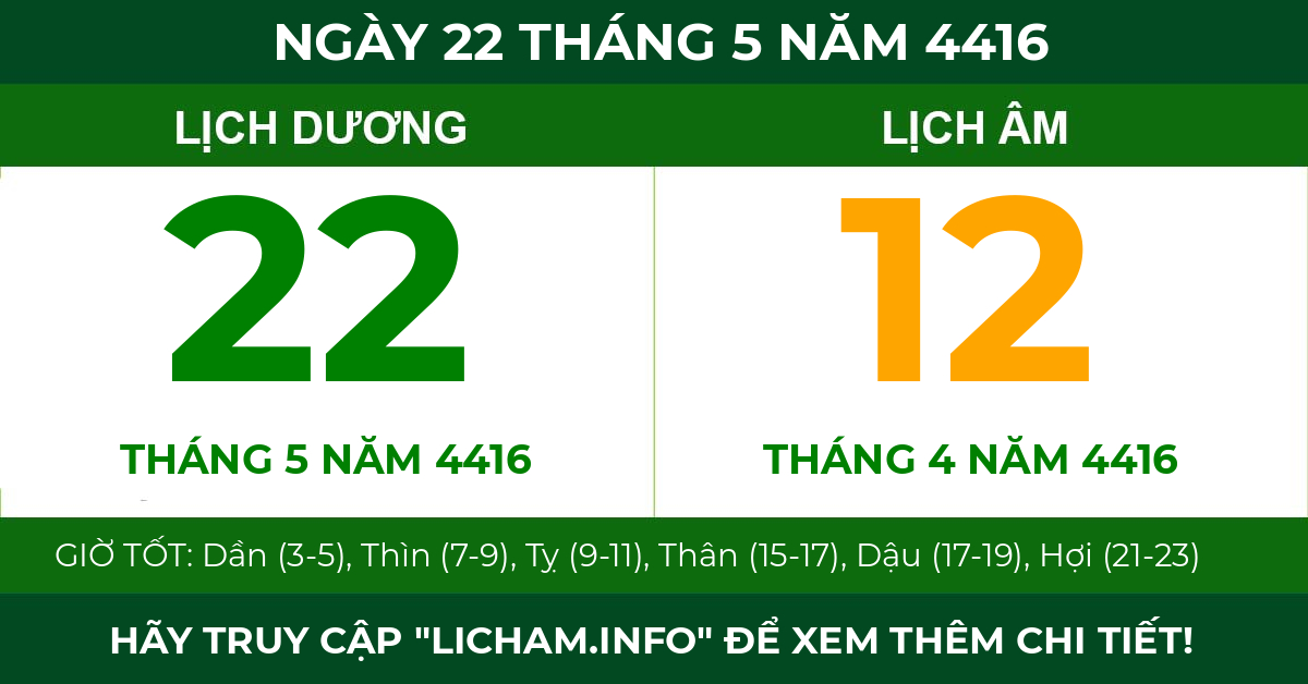lịch âm ngày 22 tháng 5 năm 4416