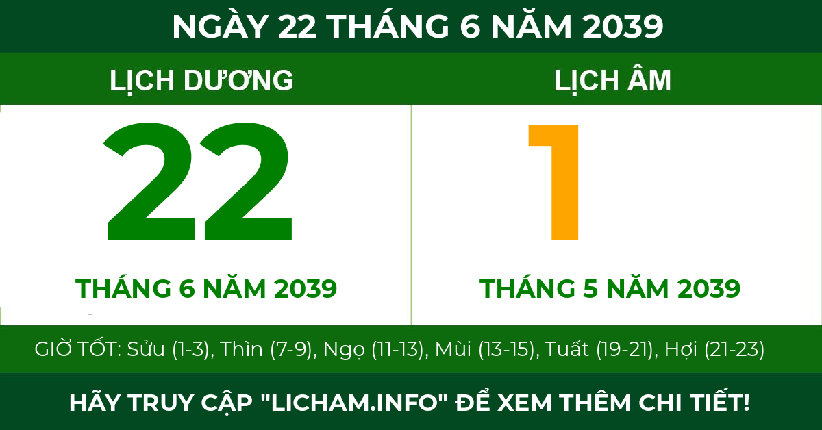 lịch âm ngày 22 tháng 6 năm 2039
