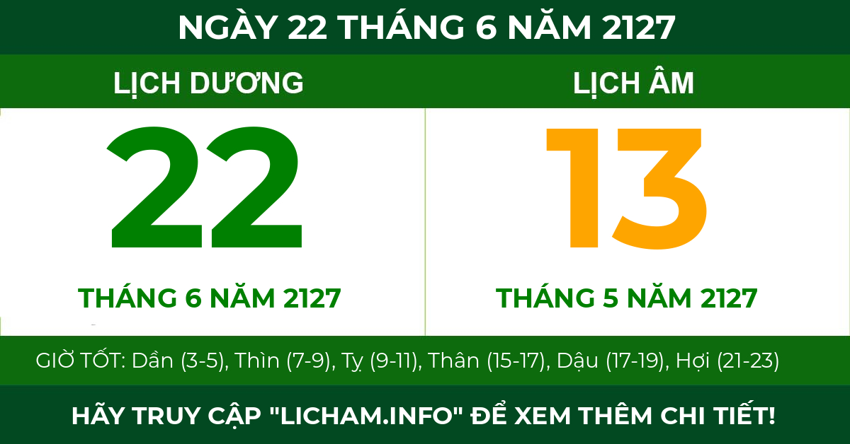 lịch âm ngày 22 tháng 6 năm 2127