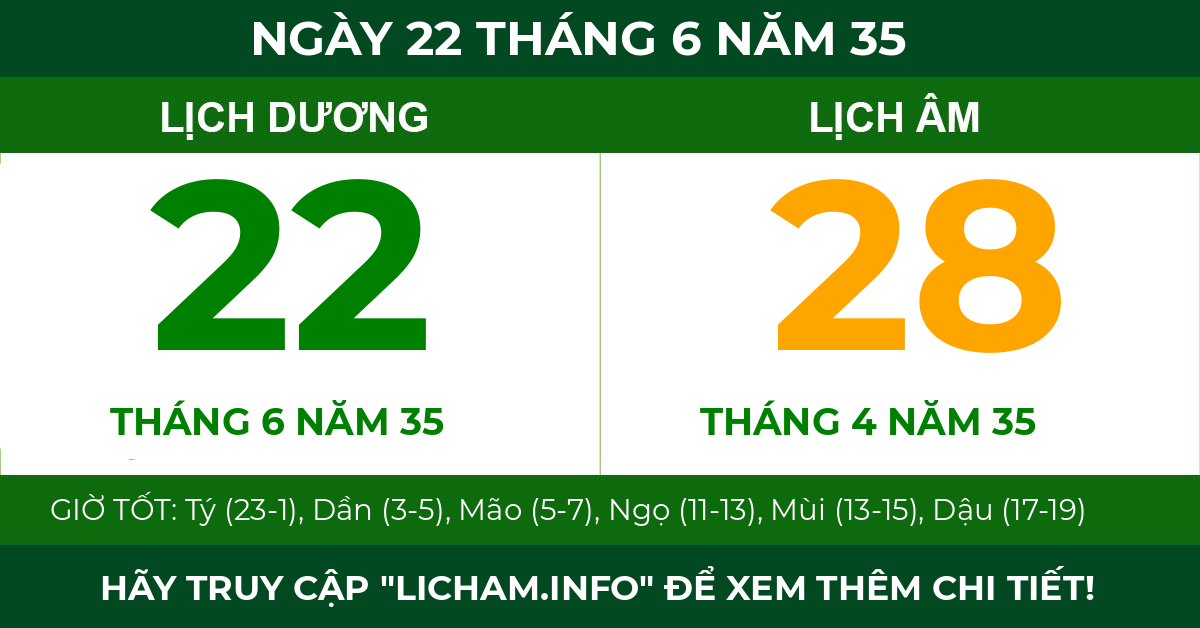 lịch âm ngày 22 tháng 6 năm 35