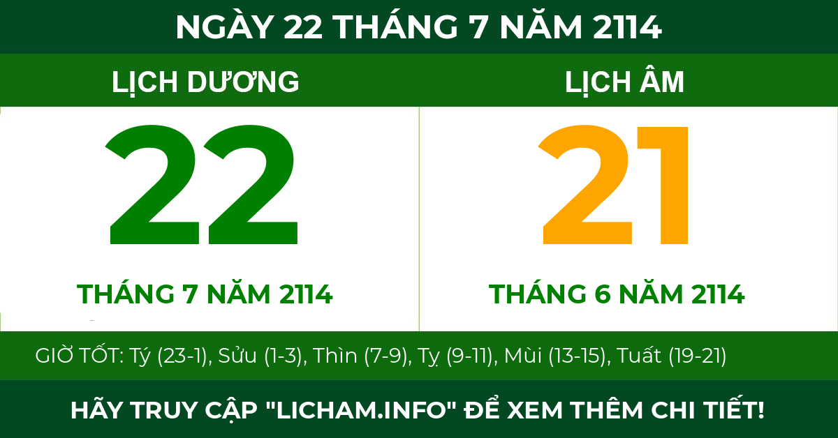 lịch âm ngày 22 tháng 7 năm 2114