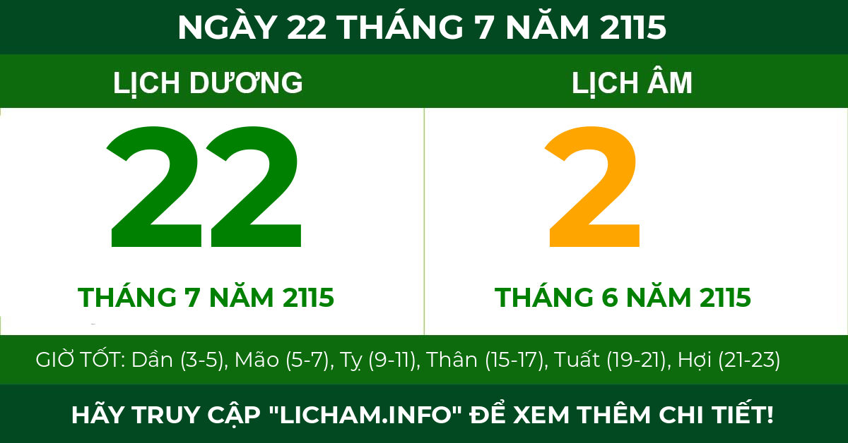 lịch âm ngày 22 tháng 7 năm 2115