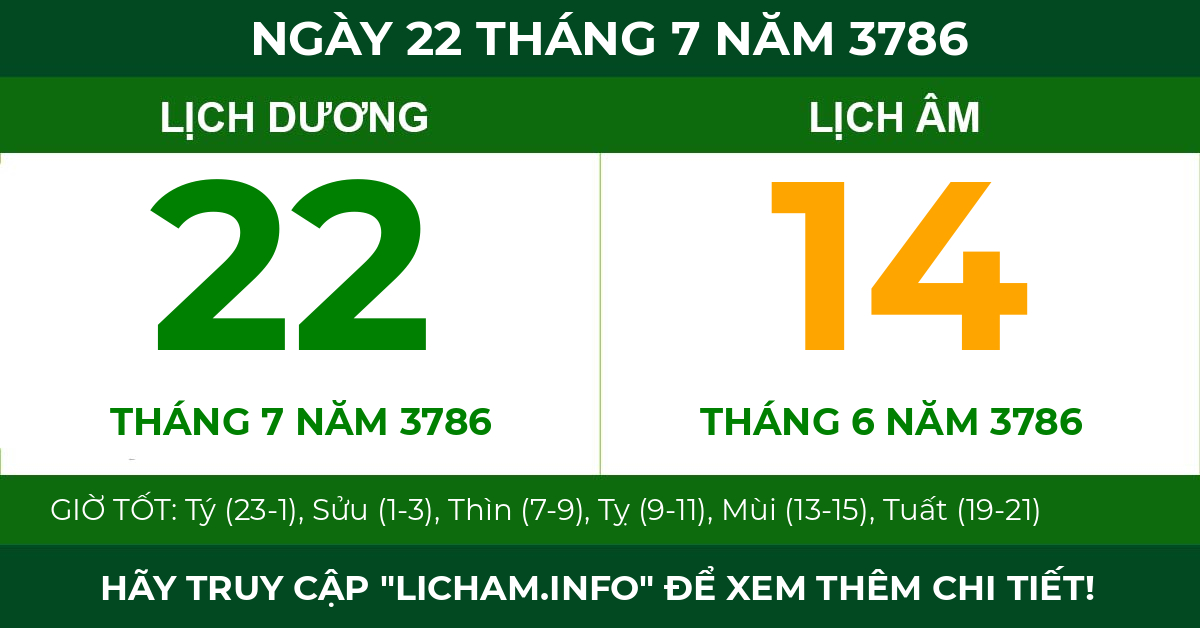 lịch âm ngày 22 tháng 7 năm 3786