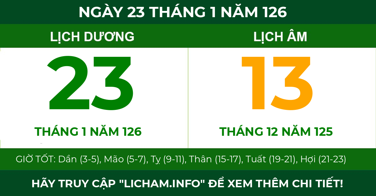 lịch âm ngày 23 tháng 1 năm 126