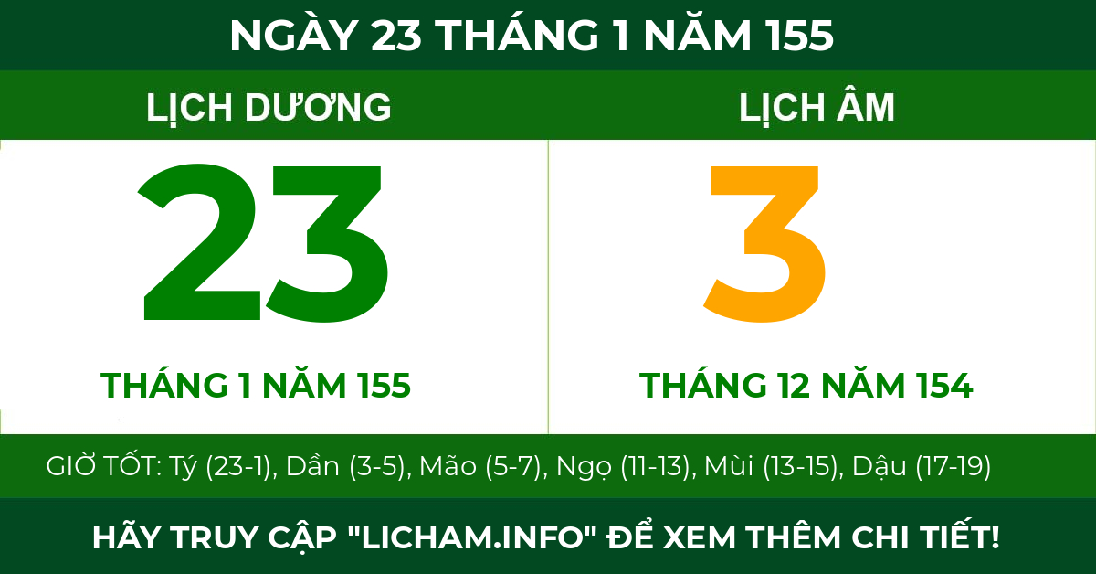 lịch âm ngày 23 tháng 1 năm 155
