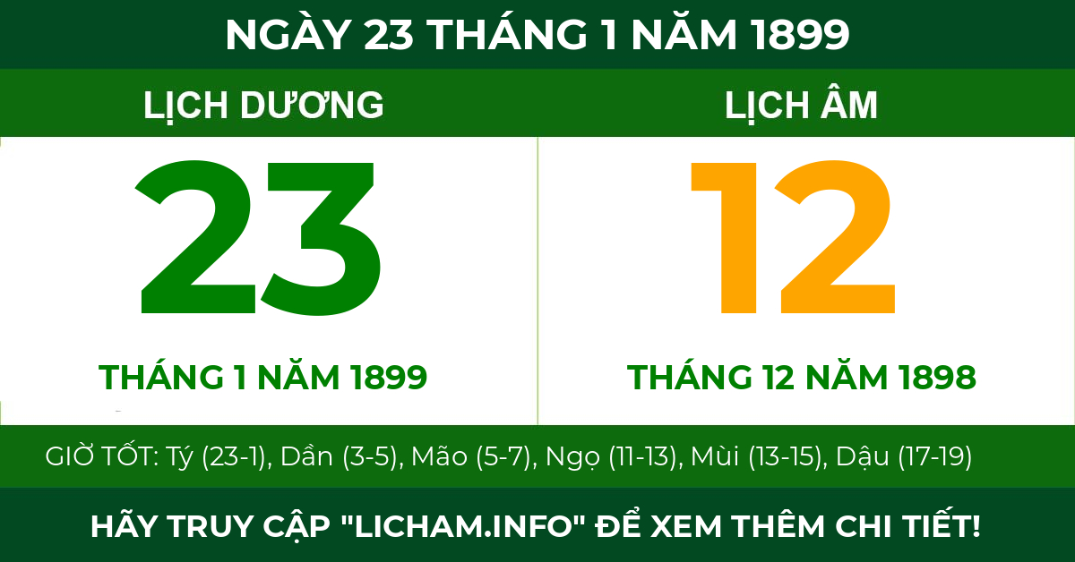lịch âm ngày 23 tháng 1 năm 1899