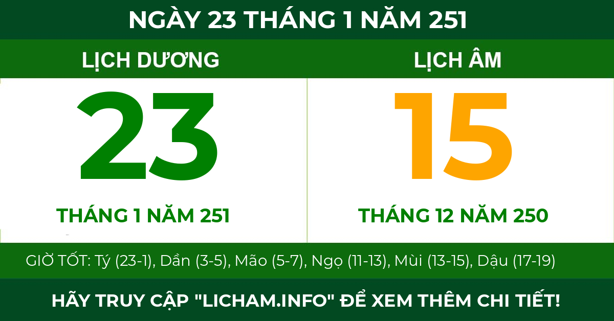 lịch âm ngày 23 tháng 1 năm 251