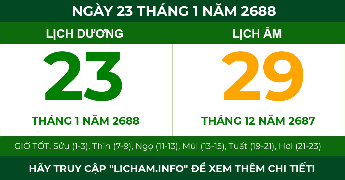 lịch âm ngày 23 tháng 1 năm 2688