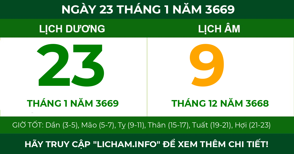 lịch âm ngày 23 tháng 1 năm 3669