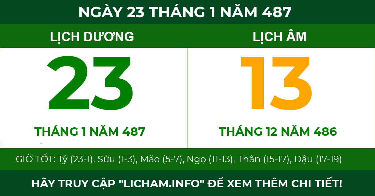 lịch âm ngày 23 tháng 1 năm 487