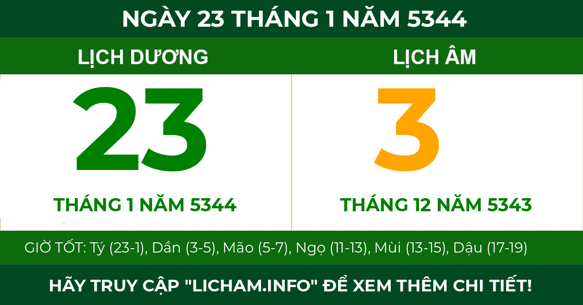 lịch âm ngày 23 tháng 1 năm 5344