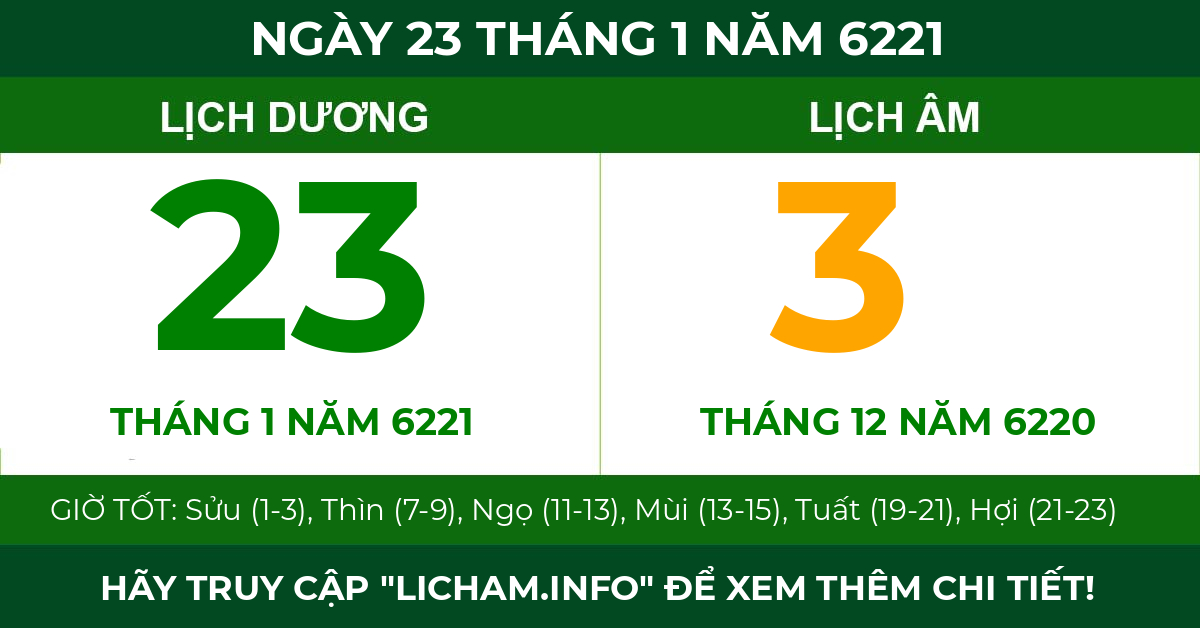 lịch âm ngày 23 tháng 1 năm 6221