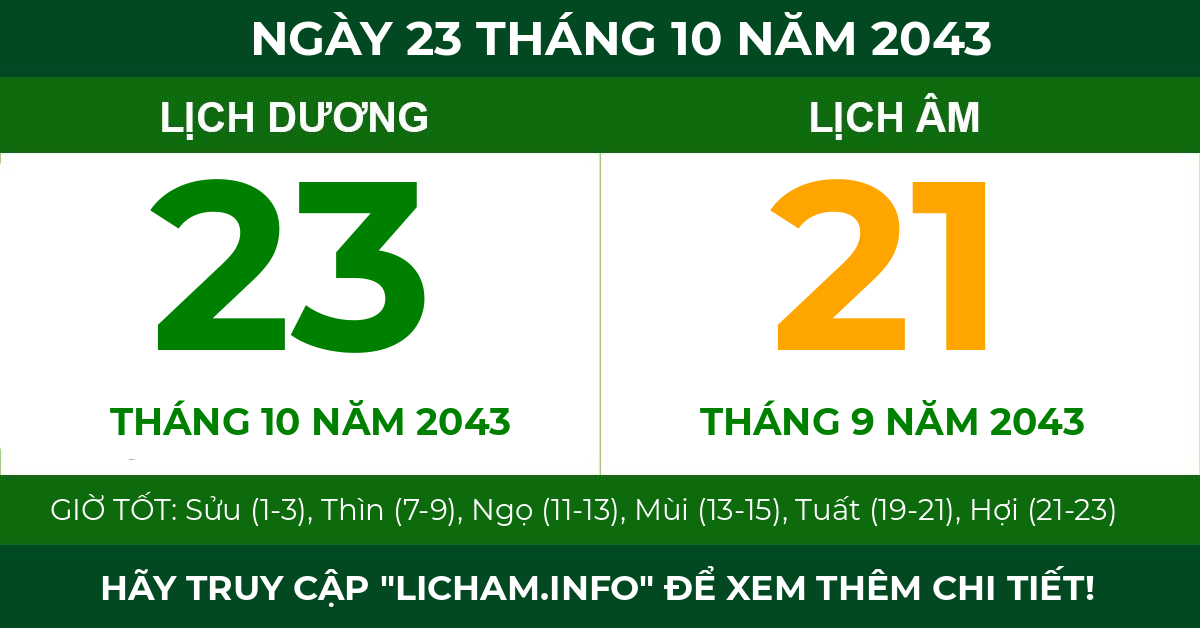 lịch âm ngày 23 tháng 10 năm 2043