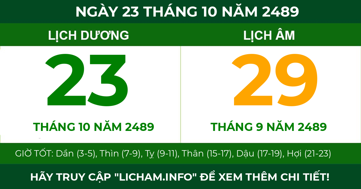 lịch âm ngày 23 tháng 10 năm 2489