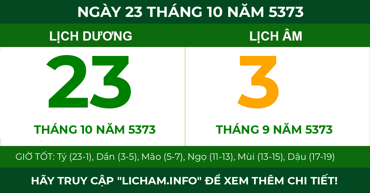 lịch âm ngày 23 tháng 10 năm 5373